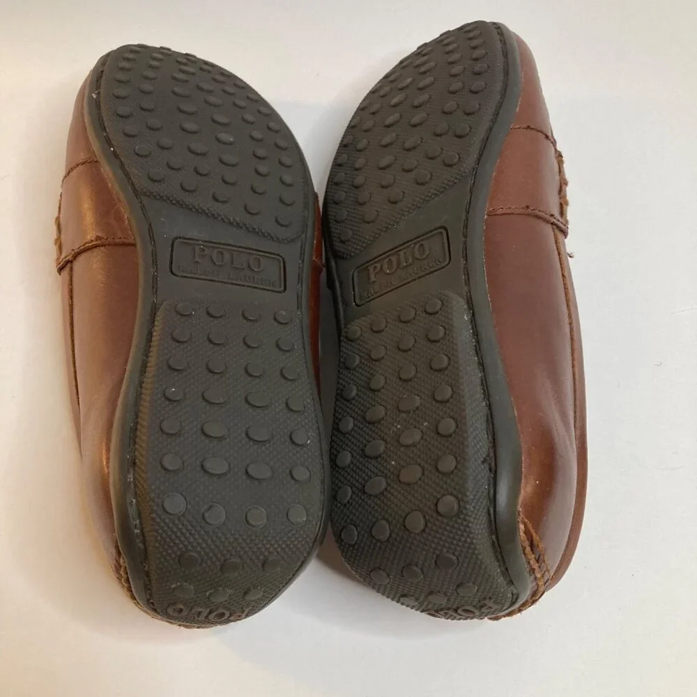 Mens Polo Ralph Lauren‎ Leather Reynold Penny Loafer Driving Shoe Brown 7.5D